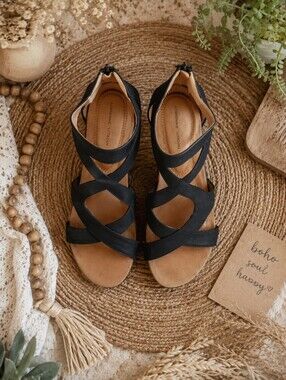 Women's Black Strappy Sandals